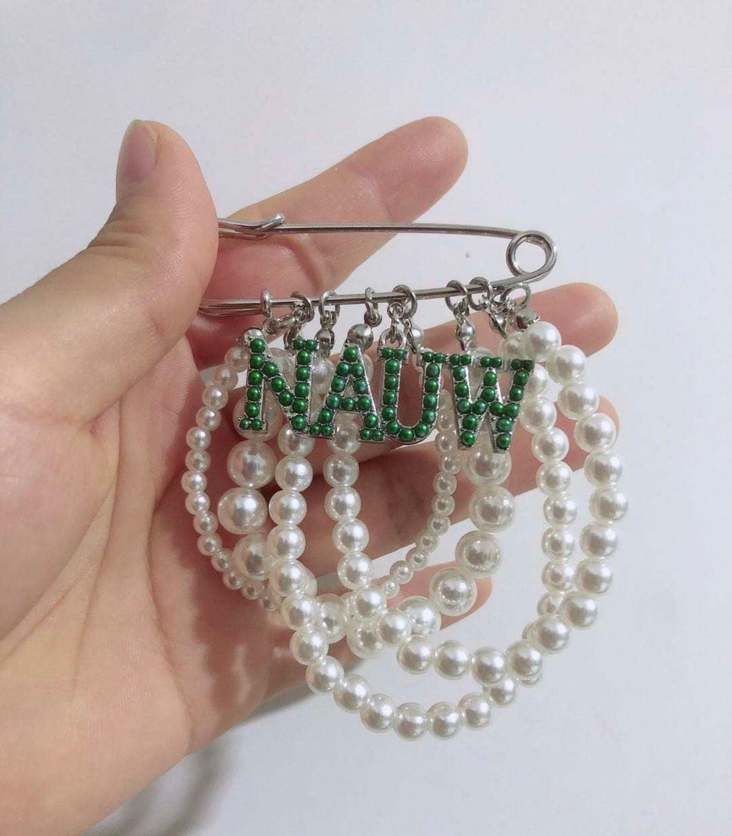 NAUW safety pin brooch