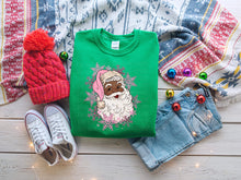 Load image into Gallery viewer, Pink and Green Black Santa Sweatshirt
