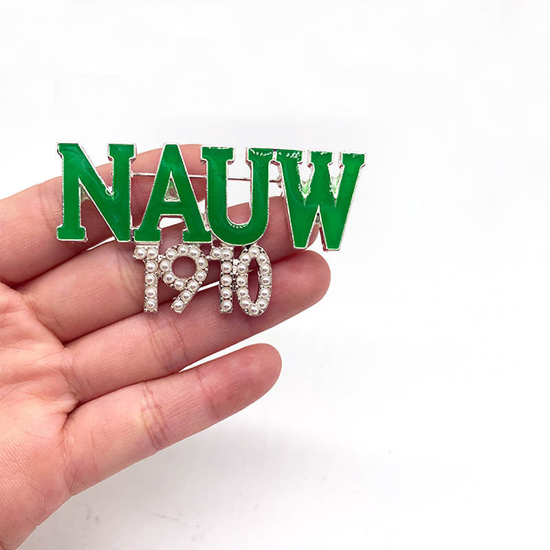 NAUW 1910 Green and Pearl Pin